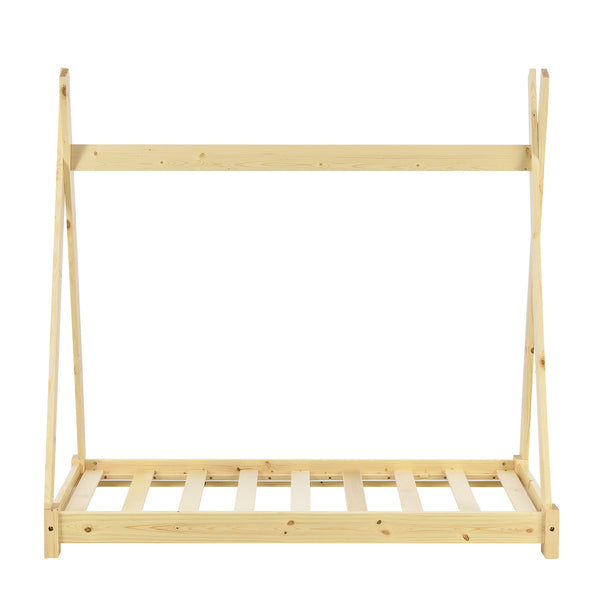 [en.casa] Lit de Tipi pour Enfant Onejda en Bois Naturel avec Sommier à Lattes Plusieurs Couleurs Tailles Différentes