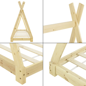 [en.casa] Lit de Tipi pour Enfant Onejda en Bois Naturel avec Sommier à Lattes Plusieurs Couleurs Tailles Différentes