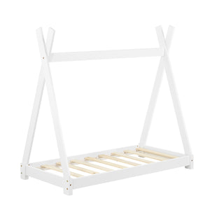 [en.casa] Lit de Tipi pour Enfant Onejda en Bois Naturel avec Sommier à Lattes Plusieurs Couleurs Tailles Différentes