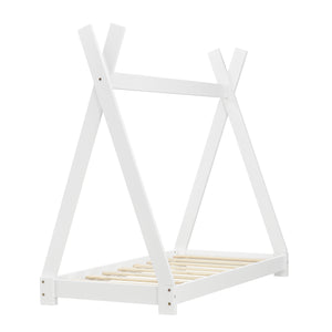 [en.casa] Lit de Tipi pour Enfant Onejda en Bois Naturel avec Sommier à Lattes Plusieurs Couleurs Tailles Différentes