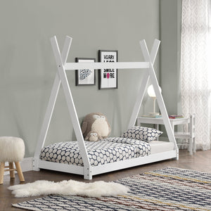 [en.casa] Lit de Tipi pour Enfant Onejda en Bois Naturel avec Sommier à Lattes Plusieurs Couleurs Tailles Différentes