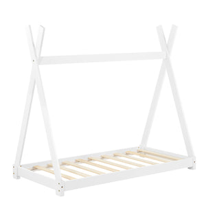 [en.casa] Lit de Tipi pour Enfant Onejda en Bois Naturel avec Sommier à Lattes Plusieurs Couleurs Tailles Différentes