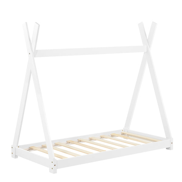 [en.casa] Lit de Tipi pour Enfant Onejda en Bois Naturel avec Sommier à Lattes Plusieurs Couleurs Tailles Différentes