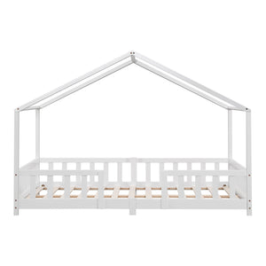 Lit d'Enfant Forme Maison avec Grille de Protection Treviolo [en.casa]