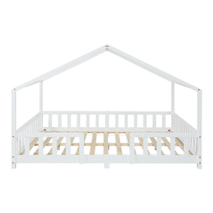Lit d'Enfant Forme Maison avec Grille de Protection Treviolo [en.casa]