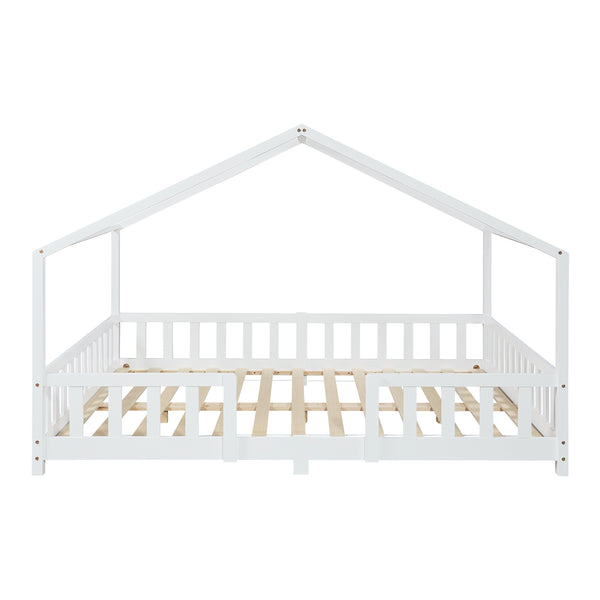 Lit d'Enfant Forme Maison avec Grille de Protection Treviolo [en.casa]