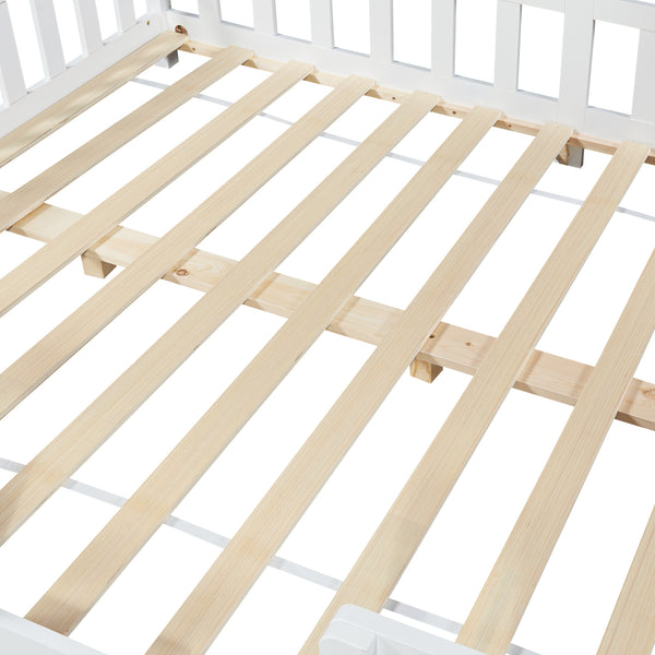 Lit d'Enfant Forme Maison avec Grille de Protection Treviolo [en.casa]