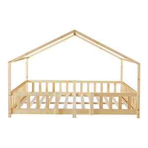 Lit d'enfant en forme de maison Treviolo avec matelas bois de pin [en.casa]
