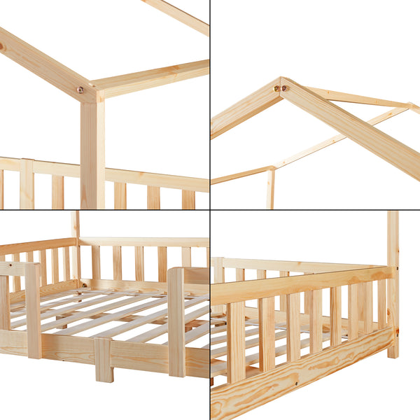 Lit d'enfant en forme de maison Treviolo avec matelas bois de pin [en.casa]
