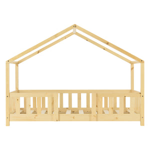 Lit d'enfant en forme de maison Treviolo avec matelas bois de pin [en.casa]
