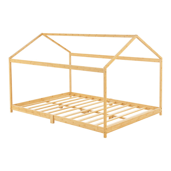 Lit cabane Vindafjord pour enfant bambou naturel [en.casa]