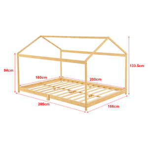 Lit cabane Vindafjord pour enfant bambou naturel [en.casa]