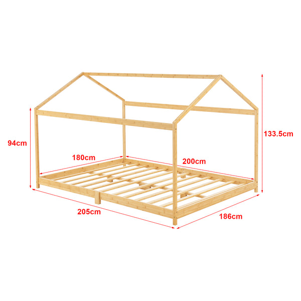 Lit cabane Vindafjord pour enfant bambou naturel [en.casa]
