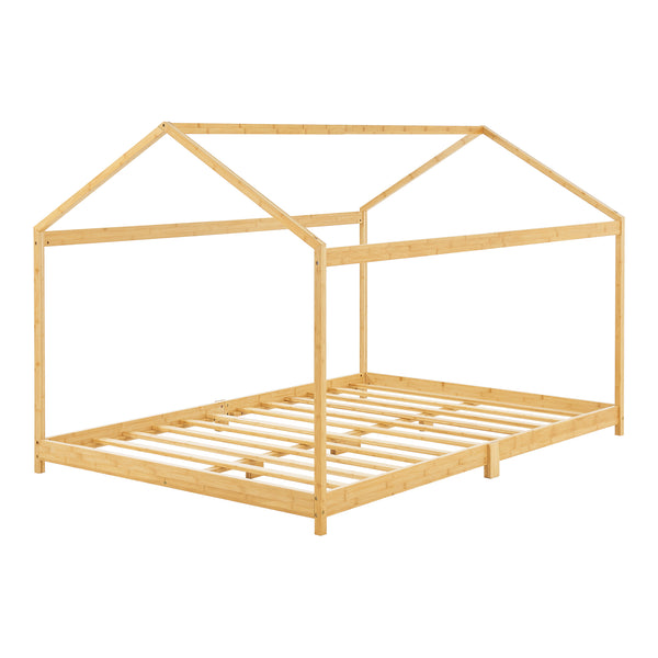 Lit cabane Vindafjord pour enfant bambou naturel [en.casa]