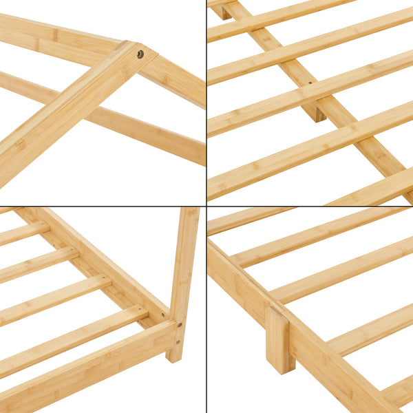 Lit cabane Vindafjord pour enfant bambou naturel [en.casa]