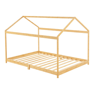 Lit cabane Vindafjord pour enfant bambou naturel [en.casa]