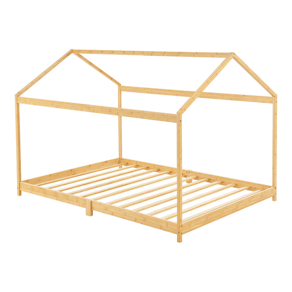 Lit cabane Vindafjord pour enfant bambou naturel [en.casa]
