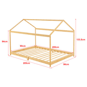 Lit cabane Vindafjord pour enfant bambou naturel [en.casa]