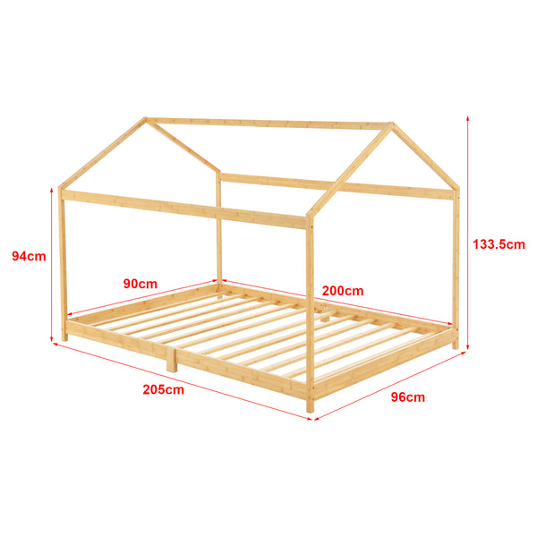 Lit cabane Vindafjord pour enfant bambou naturel [en.casa]