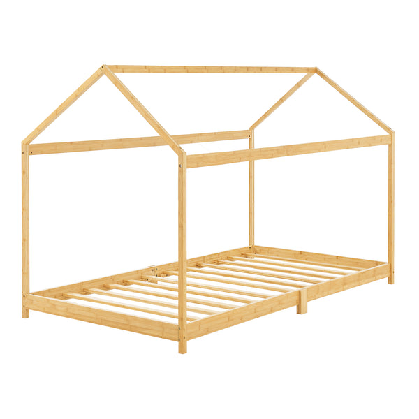 Lit cabane Vindafjord pour enfant bambou naturel [en.casa]