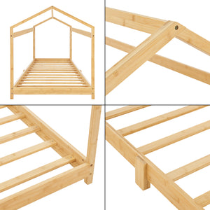 Lit cabane Vindafjord pour enfant bambou naturel [en.casa]