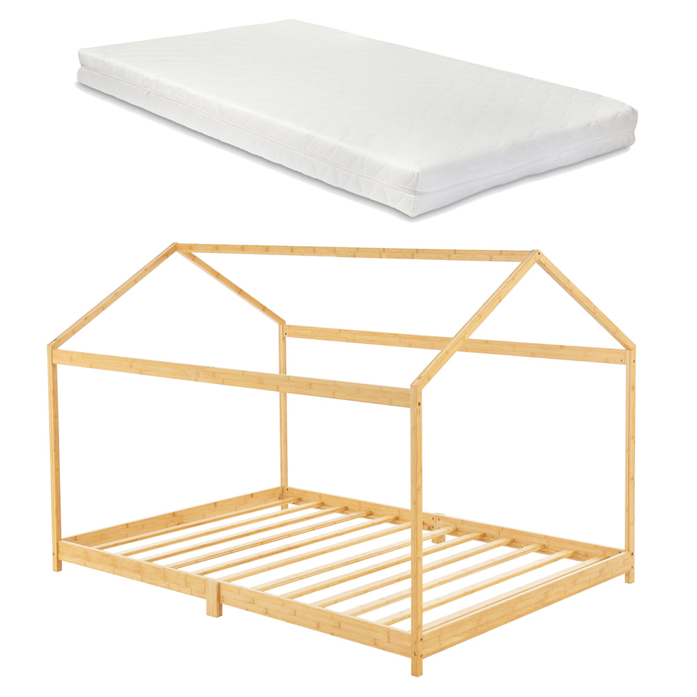 Lit pour enfant Vindafjord bambou en différentes tailles + matelas [en.casa] - premiumXL