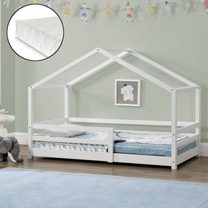 Lit bébé Knätten avec matelas et protection anti-chute en différentes tailles et couleurs [en.casa]
