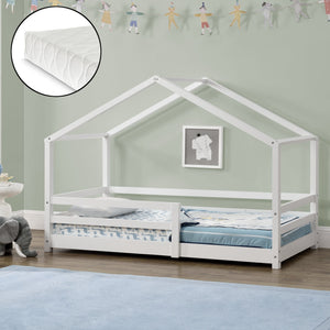 Lit bébé Knätten avec matelas et protection anti-chute en différentes tailles et couleurs [en.casa]