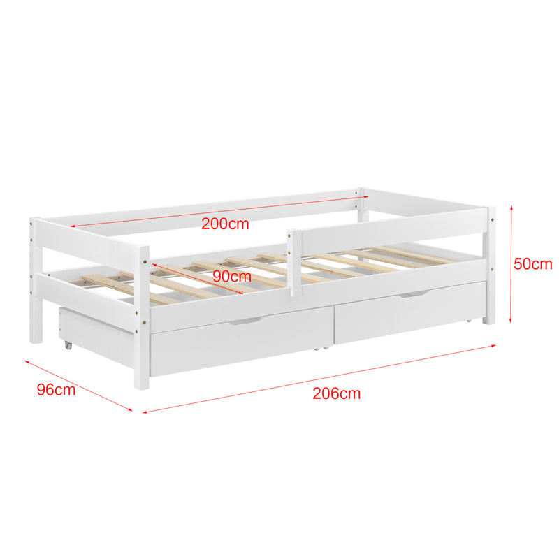Croquis coté Lit d'enfant Design avec 2 Tiroirs Borgarnes [en.casa]