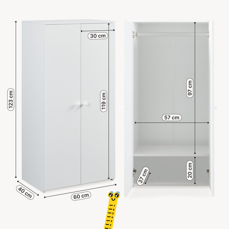 Croquis coté Armoire enfant Beldinupp 123 x 60 x 40 cm [en.casa]