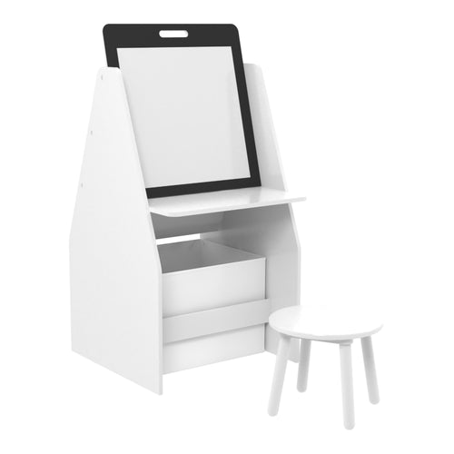 Bureau d'enfant et tabouret Ferrol avec tableau blanc intégré [en.casa]