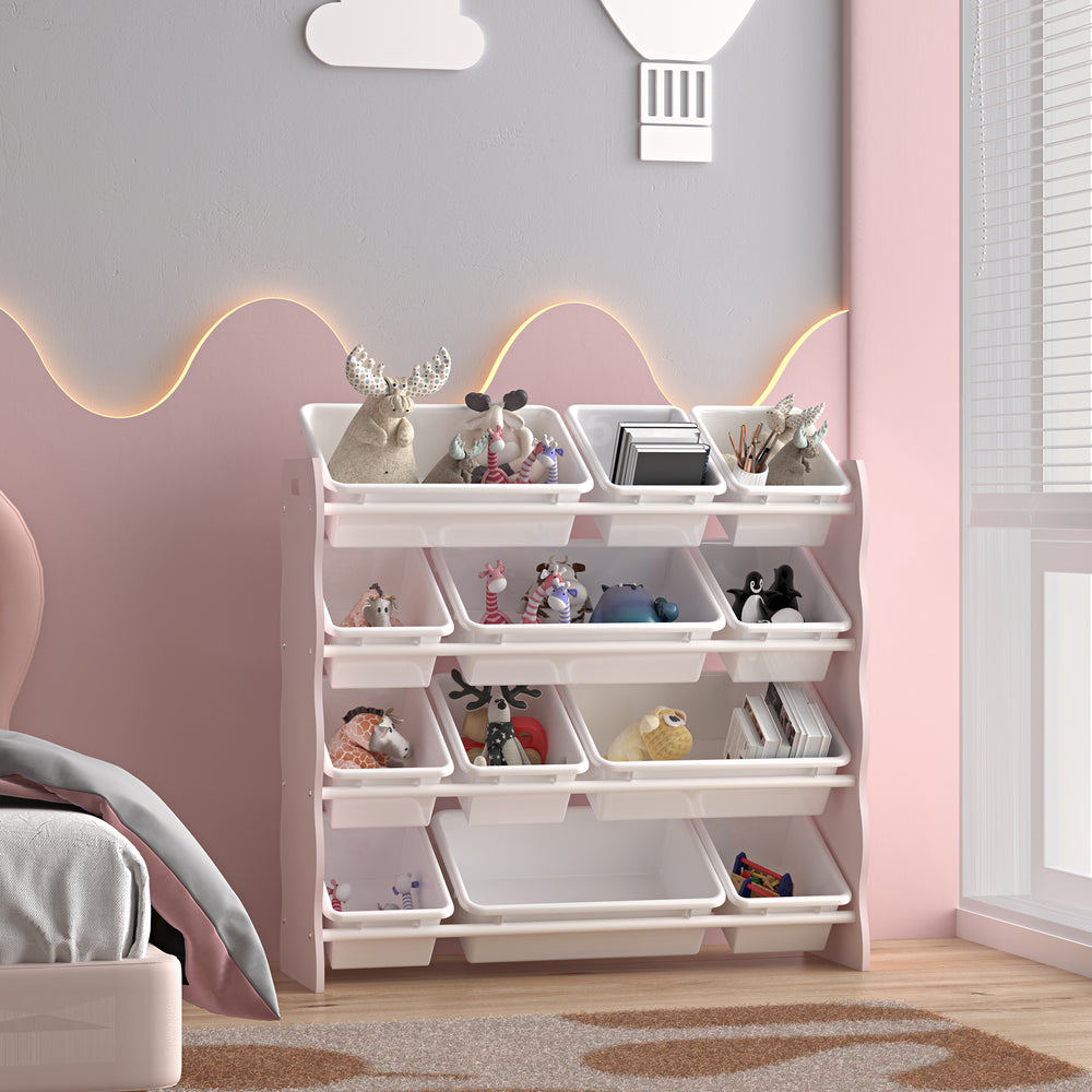 Étagère pour enfants Vestnes avec 12 boîtes de rangement 78x86x27 cm Cotton Candy/Blanc [en.casa] - premiumXL
