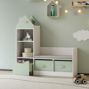 Banc pour enfant avec étagère Vipsali 100 x 99 x 30 cm [en.casa] 