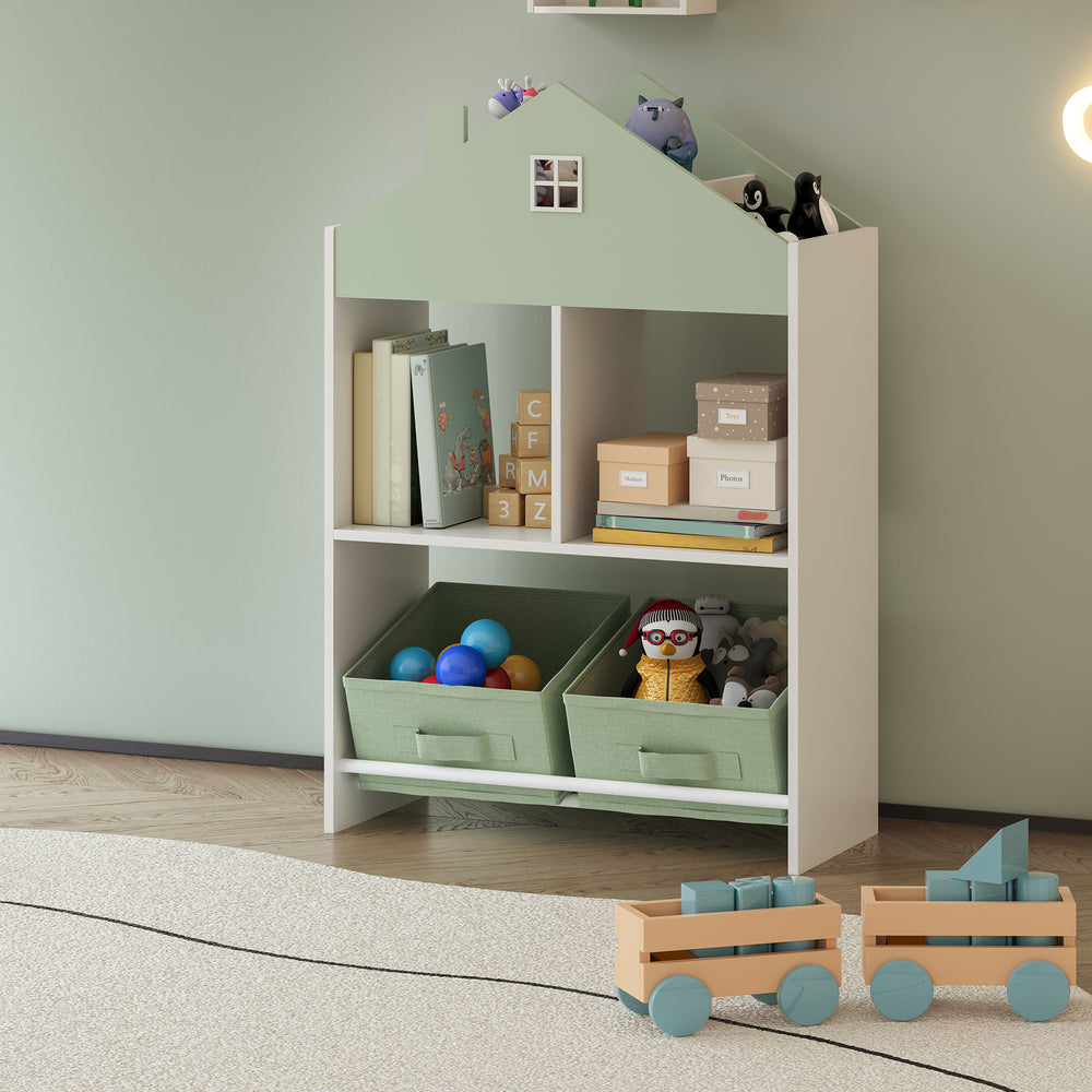 Étagère pour enfants Vipsali 90x60x27 cm vert menthe/blanc [en.casa] - premiumXL