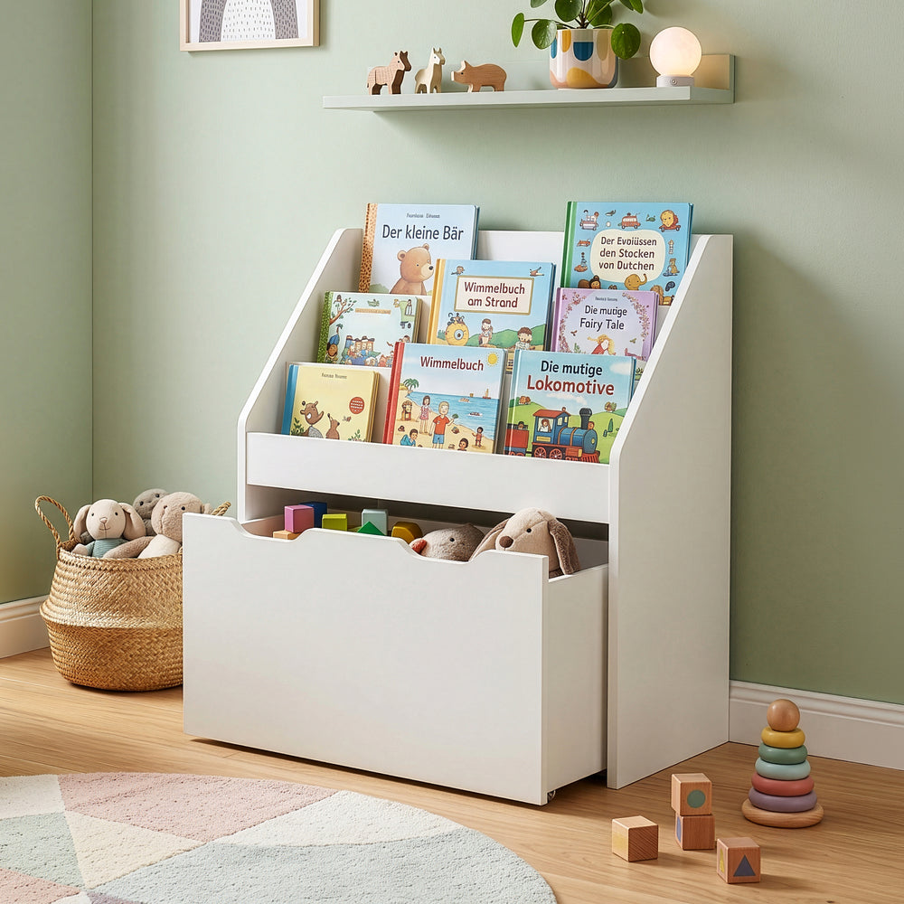 Bibliothèque pour enfant Sirlstalo 70 x 63 x 30 cm blanc [en.casa]