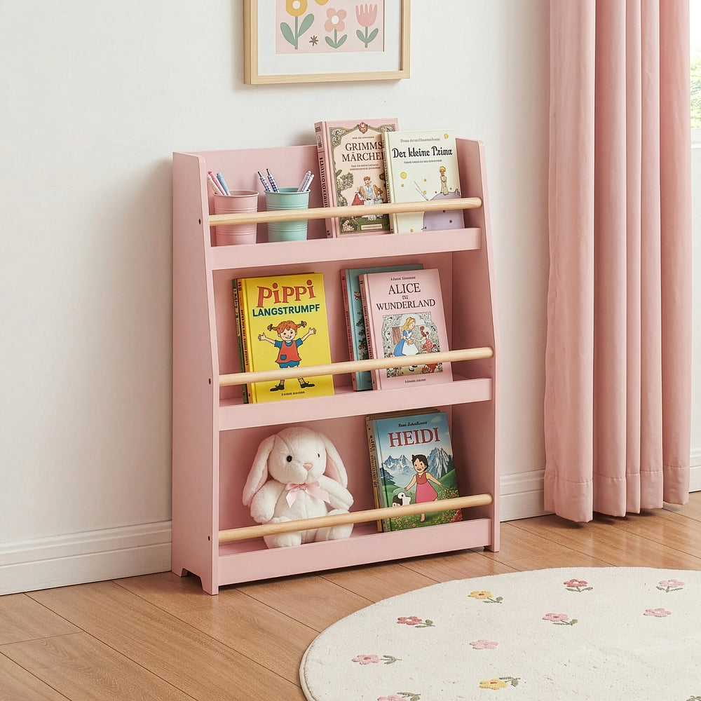 Étagère à livres pour enfants Virer 78 x 60 x 18 cm rose [en.casa]