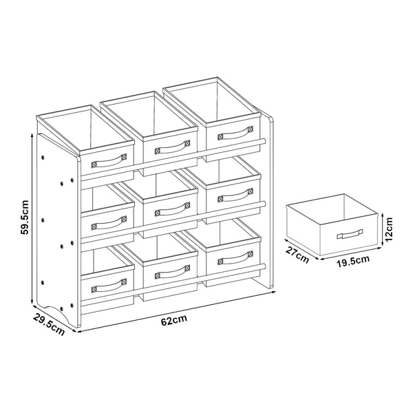 Étagère de rangement Boiro pour enfant avec 9 bacs pliables [en.casa]