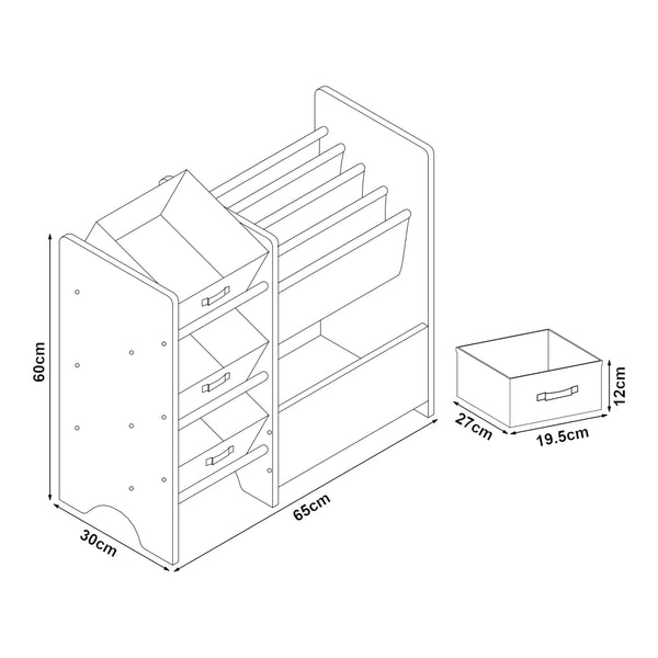 Étagère de rangement Vimianzo pour enfant avec 3 bacs ouverts [en.casa]