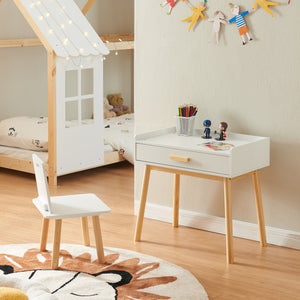Bureau pour enfant avec chaise Skjervøy bois/blanc [en.casa] - premiumXL