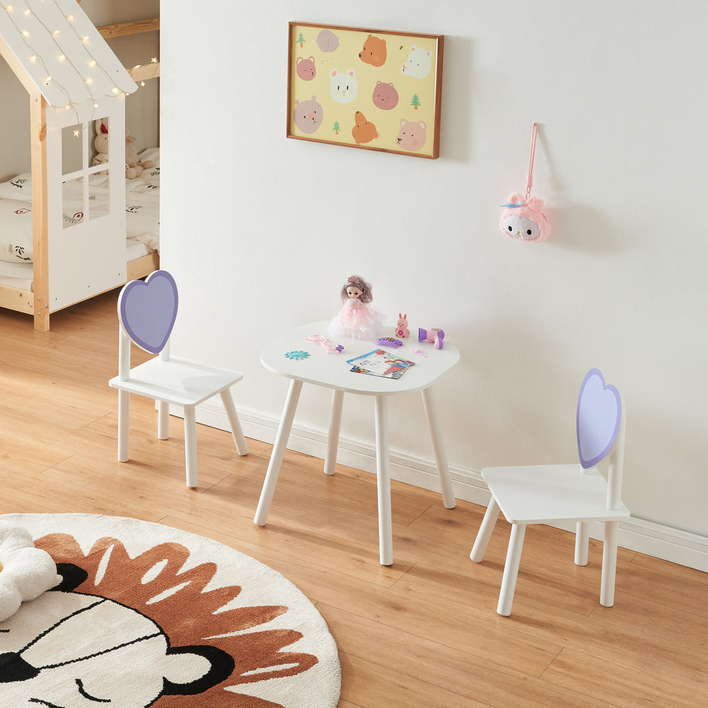 Groupe de sièges pour enfants Siljan avec cœur - Design blanc/violet [en.casa] - premiumXL