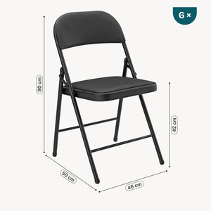 Lot de 6 Chaises de Bureau Chaise de Conférence Chaise de Salon Pliante Chaise Visiteur Similicuir Métal Rembourré 46 cm x 80 cm x 50 cm [pro.tec]