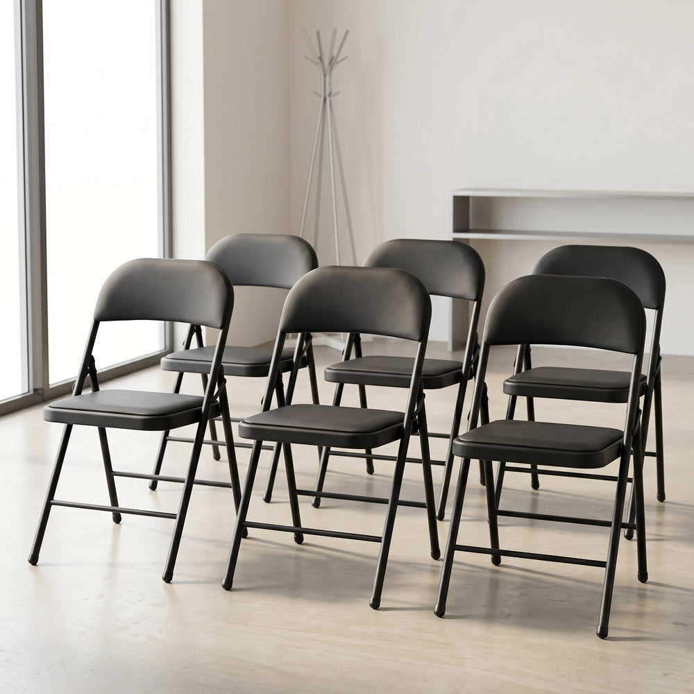 Lot de 6 Chaises de Bureau Chaise de Conférence Chaise de Salon Pliante Chaise Visiteur Similicuir Métal Rembourré 46 cm x 80 cm x 50 cm [pro.tec]