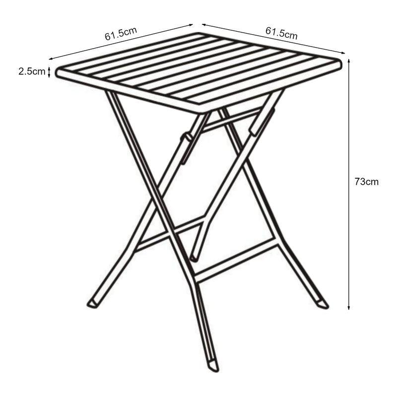 Croquis coté Table de camping pliante Lillestrøm effet bois marron foncé [en.casa]