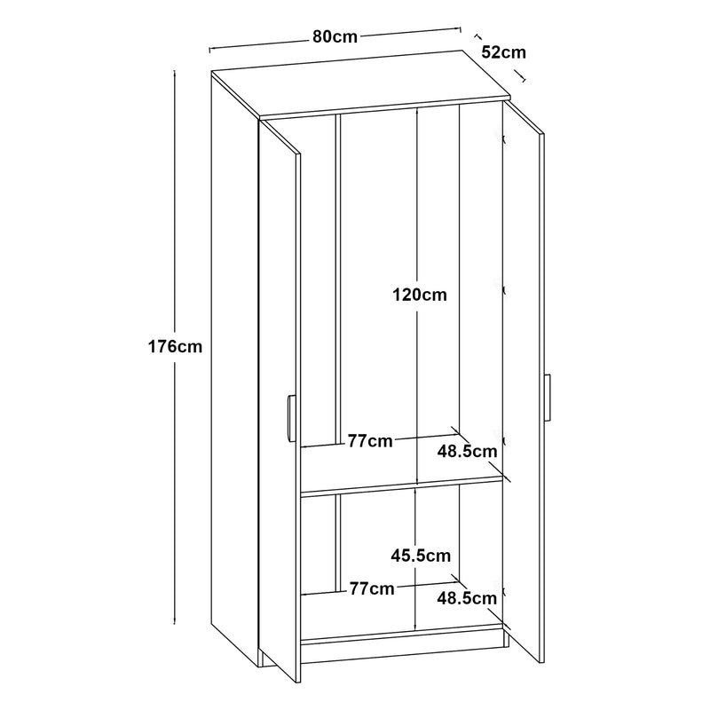 Croquis coté Armoire de chambre Eiselfing [en.casa]