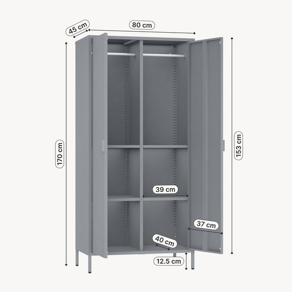 Armoire de chambre Esteli 170 x 80 x 45 cm acier [en.casa]