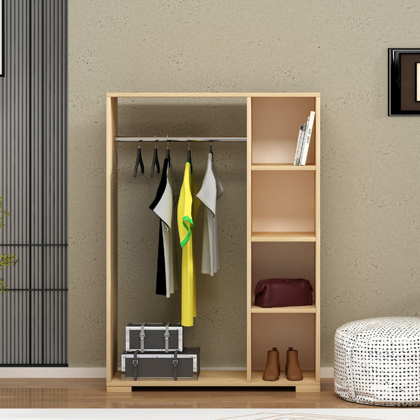 Armoire Nesbyen avec 4 compartiments de stockage 126 x 90 x 30 cm [en.casa]