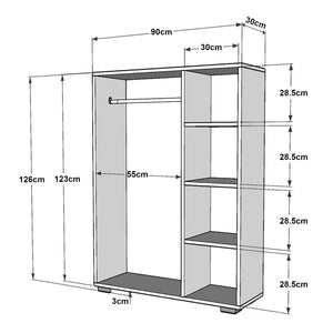 Armoire Nesbyen avec 4 compartiments de stockage 126 x 90 x 30 cm [en.casa]