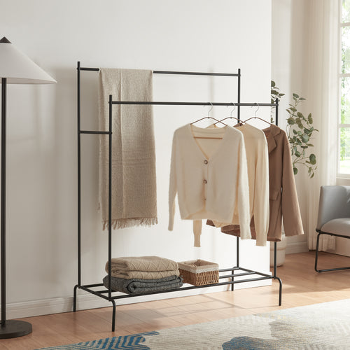 Porte-manteaux Bramming avec deux tringles à vêtements 147 x 116 x 54 cm Noir [en.casa]