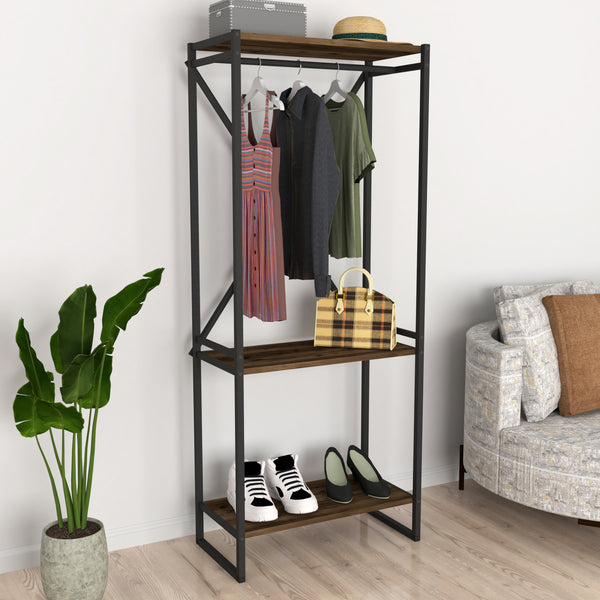 Penderie Ulstein à 3 surface de rangement et barre 160 x 66 x 34 cm [en.casa]