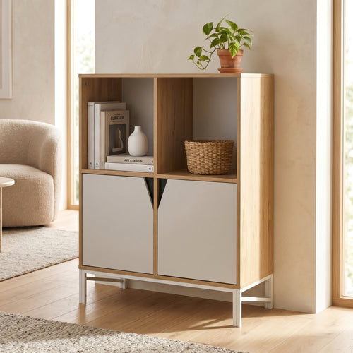 Buffet Kerrköndam 94 x 76 x 40 cm effet chêne blanc [en.casa]